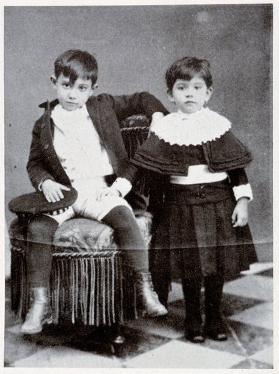Seven Year Old Pablo Picasso with His Sister, Conchita, 1888 by Spanish Photographer